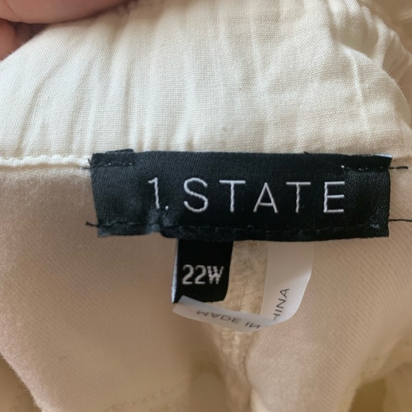 NWT 1. State High Waisted Paperbag Straight Leg Jeans in Toasted Ivory White 22W - Picture 5 of 5